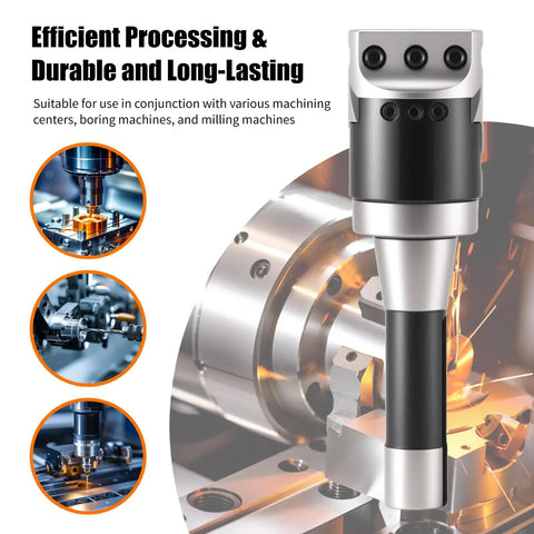 Nine Piece Two Inch Boring Head R8 Shank Tool Set With Half Inch Boring Bar For Machining Centers, Boring Mills, And Milling Machines