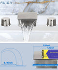 Waterfall Roman Tub Faucet with 3 Hole Widespread Mount and Dual Handle Bath Filler, Brushed Nickel Finish, shown installed