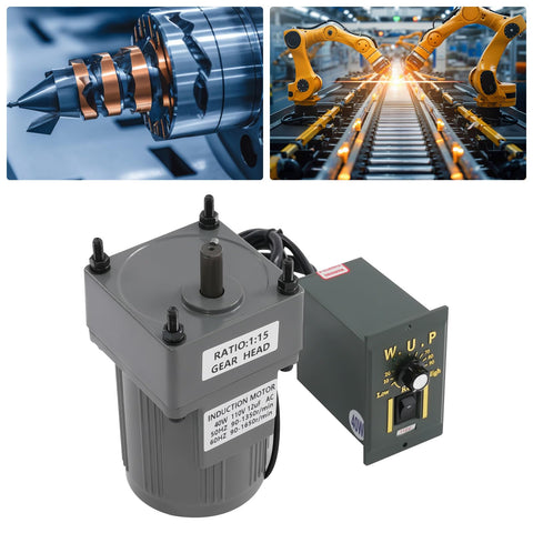 110V 40W Variable Speed Gear Reduction Motor With Knob Speed Control And Controller 15K Adjustable Reversible AC Motor High Torque Heavy Duty Electric Variable Speed Governor For Precision Machinery And Tools