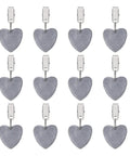 12 gray marble heart pendant tablecloth weights with clips, size 4x4cm pendants, 7.8cm total length, for outdoor decor