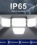 Beefy 4 Head Solar Security Flood Lights With Motion Sensor, 278 LED 3000LM shown displaying IP65 waterproof feature