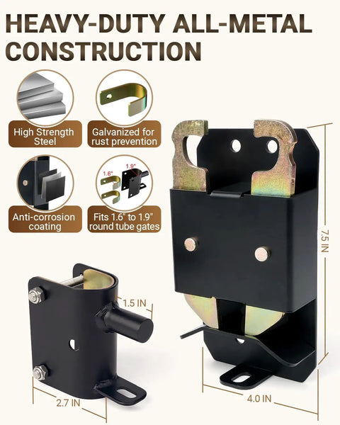 Heavy Duty Two Way Farm Gate Latch With Self Locking Nut And Matte Black Coating for secure fence control and all-metal construction.