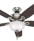 52 Inch Indoor Ceiling Fan With Energy Efficient LED Light And Included Bulbs, Pull Chain, Brushed Nickel Finish, 5 Blades, No Remote
