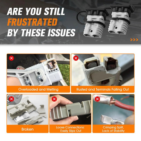 Common battery connector issues: melting, rust, terminal instability, broken parts, loose connections, crimping faults.