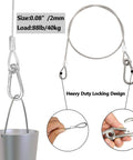 Heavy Duty Stainless Steel Safety Cable Lock With Loops And Carabiner, Flexible Wire Cable, 88 lbs load capacity, close-up detail
