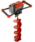 60V Cordless Dirt Auger with 8 Inch High Performance Bit, visible spline shaft and carbide blades, in perspective view