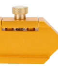 Side view of Brass Ruler Positioning Adjuster For Woodworking And Carpentry, with locking mechanism and precise layout tool.