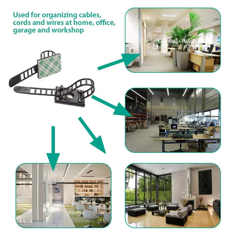25 Pack Adhesive Nylon Cable Zip Ties And Cord Clips For Desk Cable Management in various home and office environments