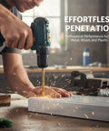 Using a drill with Six Piece M35 Cobalt Drill Bit Set Featuring 135 Degree Split Point And Fully Ground High Speed Steel Heavy Duty Metal Bits For Stainless Steel Cast Iron Wood Aluminum That Tackle Tough Jobs Without Breaking A Sweat on metal.