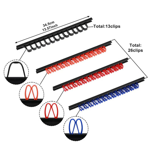 10 Piece Screwdriver And Wrench Organizer Wall Mount Hand Tool Holder With Clips Plastic Rail Tool Rack For Screwdrivers Wrenches Pliers And Small Tools showing dimensions and clips