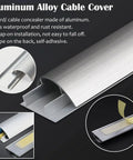 Self Adhesive Metal Cable Concealer For Floors And Desks Black Aluminum Cord Hider In Seventy Nine Inch Run, tape detail