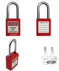 Keyed Different Lockout Tagout Locks Kit 7 Safe Padlocks With 10 Tags, each lock has unique number, dual keys per lock shown