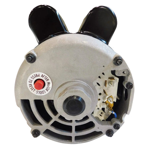 Front view of black and silver 56-frame electric motor for air compressors, 230V