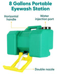 8 Gallon Portable Eyewash Station With Wall Mount Bracket OSHA Approved Gravity Fed Emergency Eye Wash Kit, green with yellow nozzle