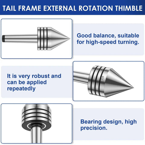 MT2 Tailstock Live Center For Wood Lathe Beefy Heavy Duty Steel Live Revolving Center With 60 Degree Ball Bearing Precision