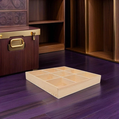 Top Notch Nine Section Wooden Underwear Drawer Organizer For Closet And Bedroom keeps your socks and lingerie neatly sorted in a spacious design.