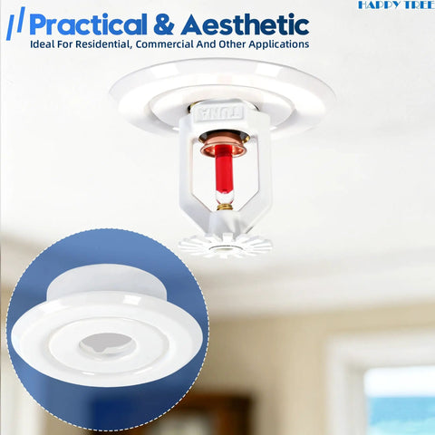 No Fluff Two Pack White Fire Sprinkler Trim Rings delivering a slick recessed profile with a white escutcheon plate for ceiling integration.