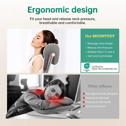 Office Chair Headrest Pillow Attachment And Desk Nap Cushion With Comfy Memory Foam Neck Support, U Shape Hanger Design shown