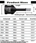 Mgtgbao 5mm dry diamond core drill bit with vacuum brazed coating; front view showing size chart and 5/8-11 thread.