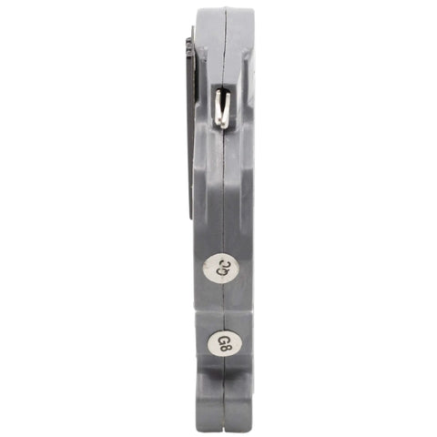 Heavy Duty One Pole 30 Amp Circuit Breaker For Federal Pacific Stab Lok Panels side view showing thin gray design with identification markings.