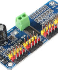 PCA9685 Compatible 16 Channel PWM Servo Driver With I2C Interface for Arduino and Raspberry Pi, board layout showing connectors.