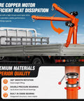 Heavy Duty Truck Mounted Bed Crane Built Damn Tough With Rock Solid Steel Frame, Wired Remote Control, And 3000W Electric Motor Moving Over 3300 Lbs Like A Champ with pure copper motor