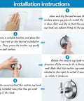 Installation instructions for Shower Suction Cup Hooks Set Of 2 Brushed Nickel Stainless Steel SUS 304 Towel And Loofah Hooks.