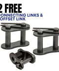 ANSI 40 Roller Chain 3 Ft With 2 Connecting Links And 1 Offset Link - Heavy Duty 0.5 Inch Pitch, Heat Treated Pins, Side Plates