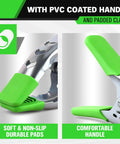 Close-up of Beefy 6 Inch Clamp Set's green PVC handle and padded clamp showing non-slip durable pads.