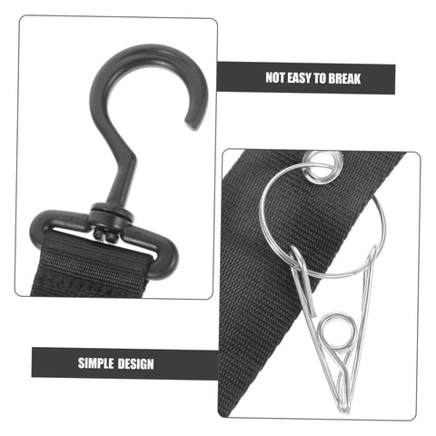 Close-up of durable black hook and clip design for 2 Piece Hockey Equipment Drying Rack Gear Straps Portable Hanging Organizer.