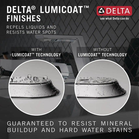 Galeon Single Hole Chrome Bathroom Faucet With One Handle Diamond Seal Technology Lumicoat Finish differences shown.