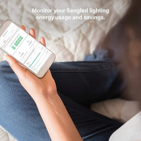 Person holding smartphone displaying app for Smart Home Hub For Lights And Accessories That Really Works With Alexa And Google Assistant Control.