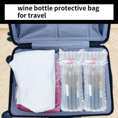 Inflatable Air Column Bubble Packaging For Wine Bottle Travel Protector Bags Pack With Free Pump in suitcase with clothes