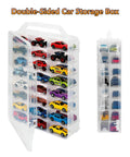 Double Sided 1:64 Scale Toy Car Storage Case With 48 Slots Clear Organizer And Easy Grab Handles For Die Cast Model Cars Transparent Display Box That Keeps Your Collection Neat And Ready To Roll