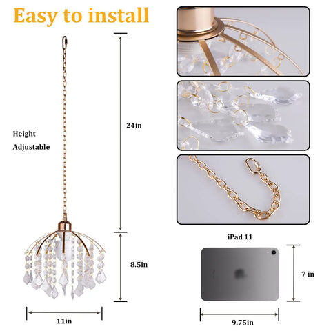 Total Game Changer Two Piece Crystal Chandelier Set Battery Powered With Zero Hassle Setup Remote Control Dimmable Rgb Pendant Lights dimensions and features.
