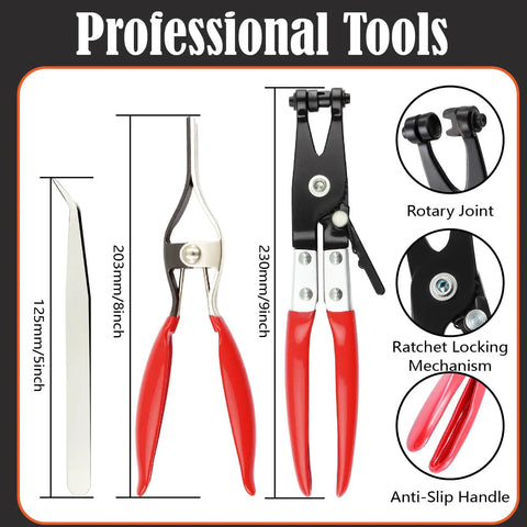 327 Piece Spring Hose Clamp Assortment Kit With Pliers And Tweezers For Fuel Line Vacuum Silicone Air Hoses 6 To 38mm Carbon Steel Heavy Duty Fixin. 203mm pliers and 125mm tweezers