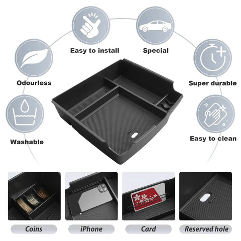 Kia Carnival 2025 2026 Center Console Organizer Tray With Coin Holder And Armrest Storage Box Fits LX LXS EX SX SX Prestige Premium ABS