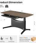 Colamy 55x28 Inch Electric Standing Desk Dual Motor Sit Stand Workstation dimensions with drawer and walnut finish