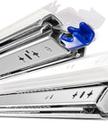 Close-up of Heavy Duty Full Extension Drawer Slides With Secure Lock Side Mount Cabinet Rails Cold Rolled Steel, showcasing smooth rolling track.