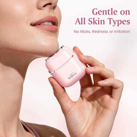 Painless Facial Hair Removal For Women Electric Shaver With Smart Sensor, gentle on skin, used on chin, pink design