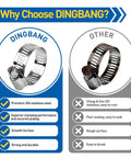 Comparison chart of Ultimate Stainless Steel Hose Clamp Kit vs. other brands, showing premium features like rust-resistance.