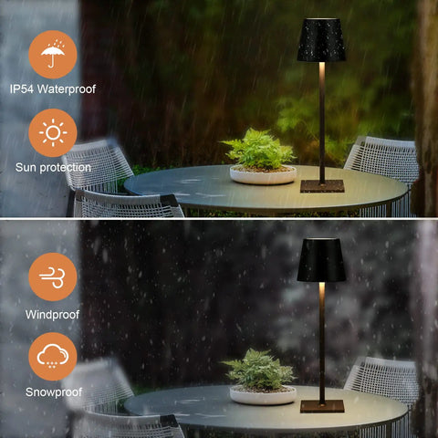 2-Pack Cordless Desk Lamp Go-To Table Light Rechargeable USB 3W 5000mAh Battery With Stepless Dimming IP54 Waterproof Portable Modern Lighting For Restaurant Dining Bedroom Outdoor Black