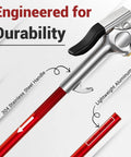 Close-up of the Beefy Flat Tight Space Radiator Cleaning Wand with stainless steel handle and aluminum shaft.