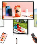 24 Inch Wall Mounted Advertising Display Screen With Full HD IPS LCD Monitor And 1080P 4K Digital Signage Board Featuring Anti Glare Tempered Glass for displaying beverages and snacks.