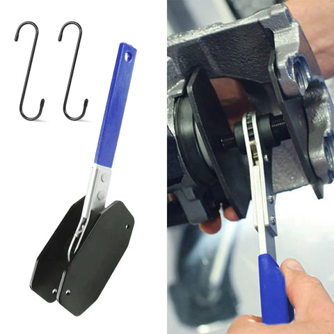 Brake Caliper Compression Tool With 360 Rotating Ratchet Piston Spreader For Car Disc Brake Repair Dual Hooks and Blue Handle