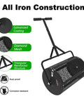 Heavy Duty 24 Inch Compost Spreader For Lawn And Garden With All Iron Build, Galvanized Finish, Mega 2.7 Cu Ft Mesh Basket