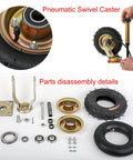 Hardcore Heavy Duty Swivel Caster Set Of Two Built Tough Pneumatic Rubber Wheels With Sturdy Steel Plates Quiet Shock Absorbing Design For Cart Dollies And Workbenches Smooth Roll Approved parts disassembly with pneumatic swivel casters and assembly tools
