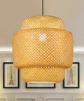 Hand Woven Rattan Pendant Light Fixture For Kitchen Island And Dining Areas Dope Boho Bamboo Hanging Lamp With Tropical Vibe Perfect For Living Rooms Reading Nook And Restaurant Ambiance 16 X 16.2 Inches, shown against a neutral interior background.