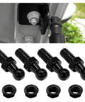 Four Pack 10mm Ball Stud Mounts For Gas Struts With Hardware Nuts 5 16 18 Thread 9 16 Inch Long Shank Carbon Steel Ball End Gas Spring Strut Studs For Hood Lift Support Black installed on hood bracket