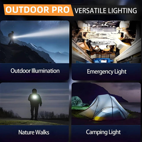 Two Pack LED Rechargeable Flashlights Solar Powered With USB C Backup Beast Bright 100000 Lumens for versatile outdoor use